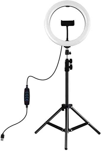 Polai LED Lumière Anneau avec Trépied Ring Light pour Selfie Vidéo Live Stream Tiktok Makeup Vlog Photography, avec 3 Modes dEclairage